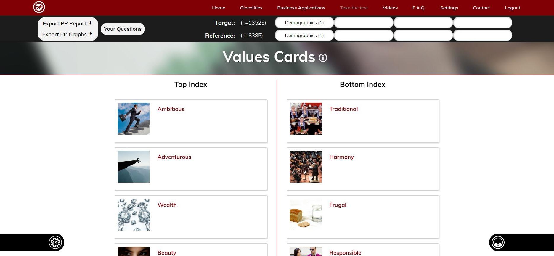 Screenshot Value Cards